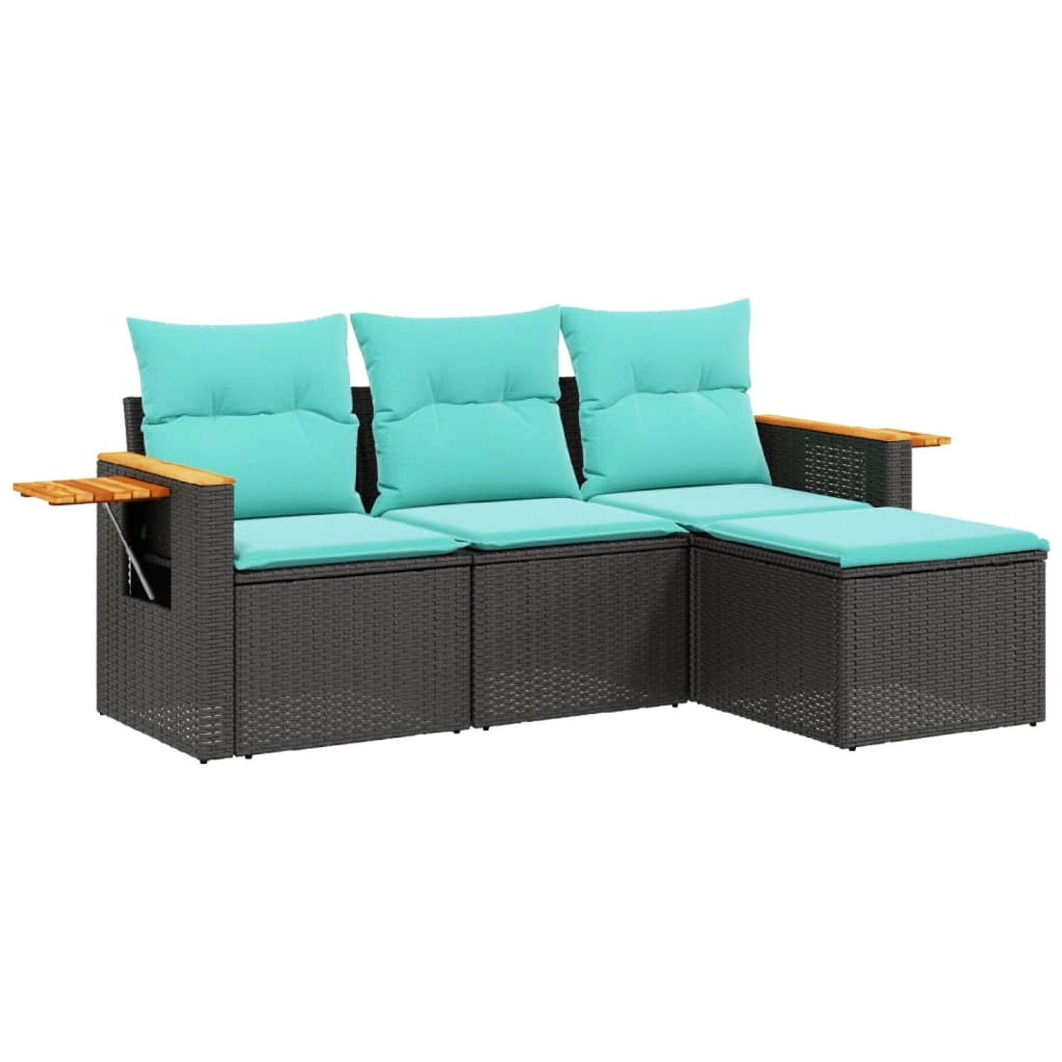 vidaXL 4-Tlg Garten-Sofagarnitur mit Kissen Schwarz Poly Rattan 3226743 günstig online kaufen