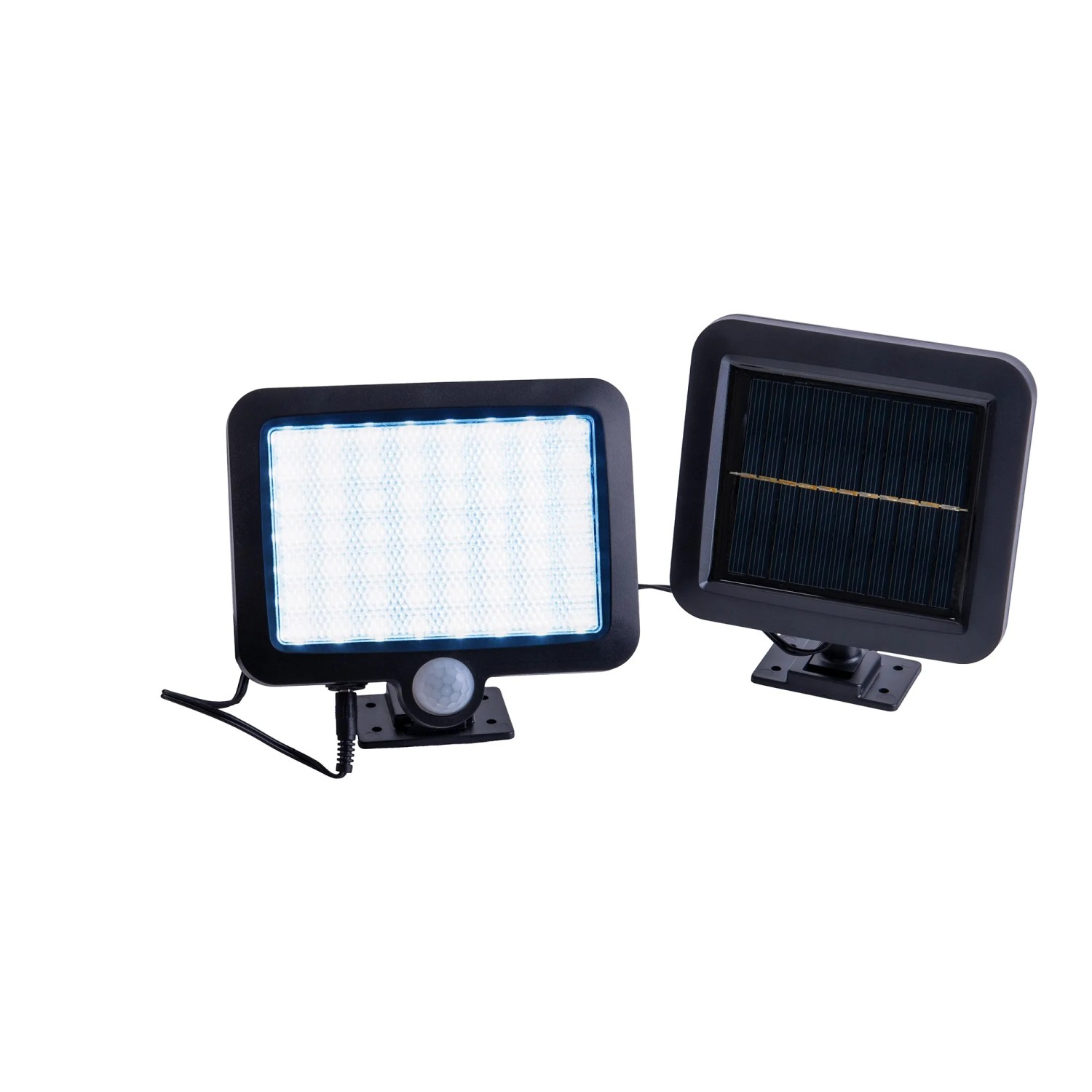 Schwarze LED Solar-Wandleuchte Pepe mit Bewegungsmelder für den Außenbereich.