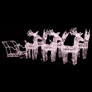 vidaXL Rentiere Schlitten Weihnachtsdekoration 320 LEDs Acryl 3100423