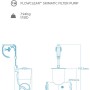Technische Zeichnung des Flowclear Skimatic 2-in-1 Poolskimmers mit Filter und Maßangaben.