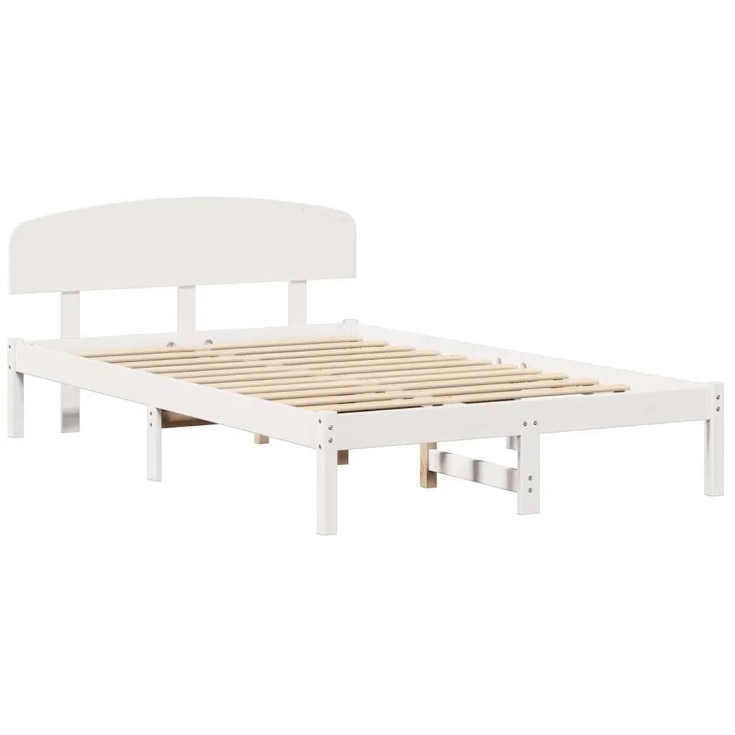 vidaXL Bettrahmen mit Kopfteil Weiß 120 x 190 cm Massives Kiefernholz 872075