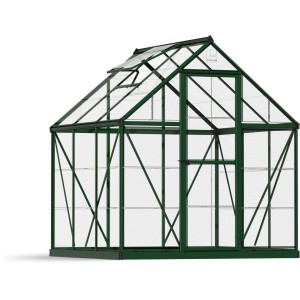 Palram Canopia Gewächshaus, 3,4 m², grün, mit Fundamentrahmen. Ideal für Pflanzen, Kräuter und Gemüse.