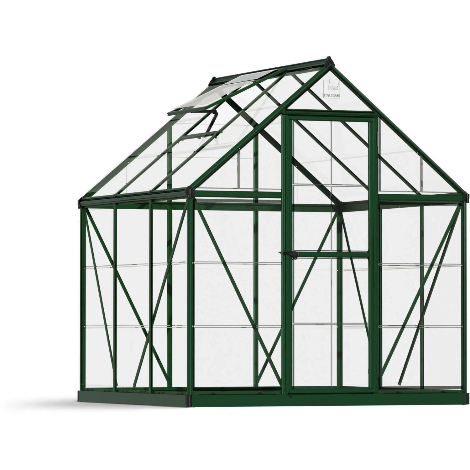 Palram Canopia Gewächshaus, 3,4 m², grün, mit Fundamentrahmen. Ideal für Pflanzen, Kräuter und Gemüse.