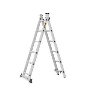 DRABEST Kleingerüst, 2x6 Sprossen, Aluminium, als Anlegeleiter oder Arbeitsgerüst nutzbar.