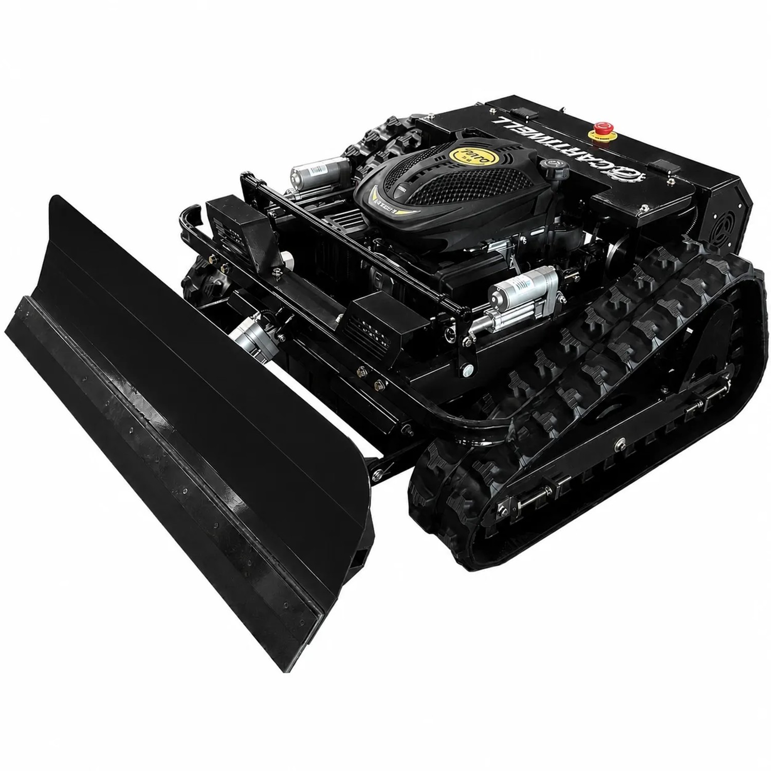 CARTIWELL Ferngesteuerter Motor-Rasenmäher CW-500 Schwarz Böschungsmäher mit Schneepflug
