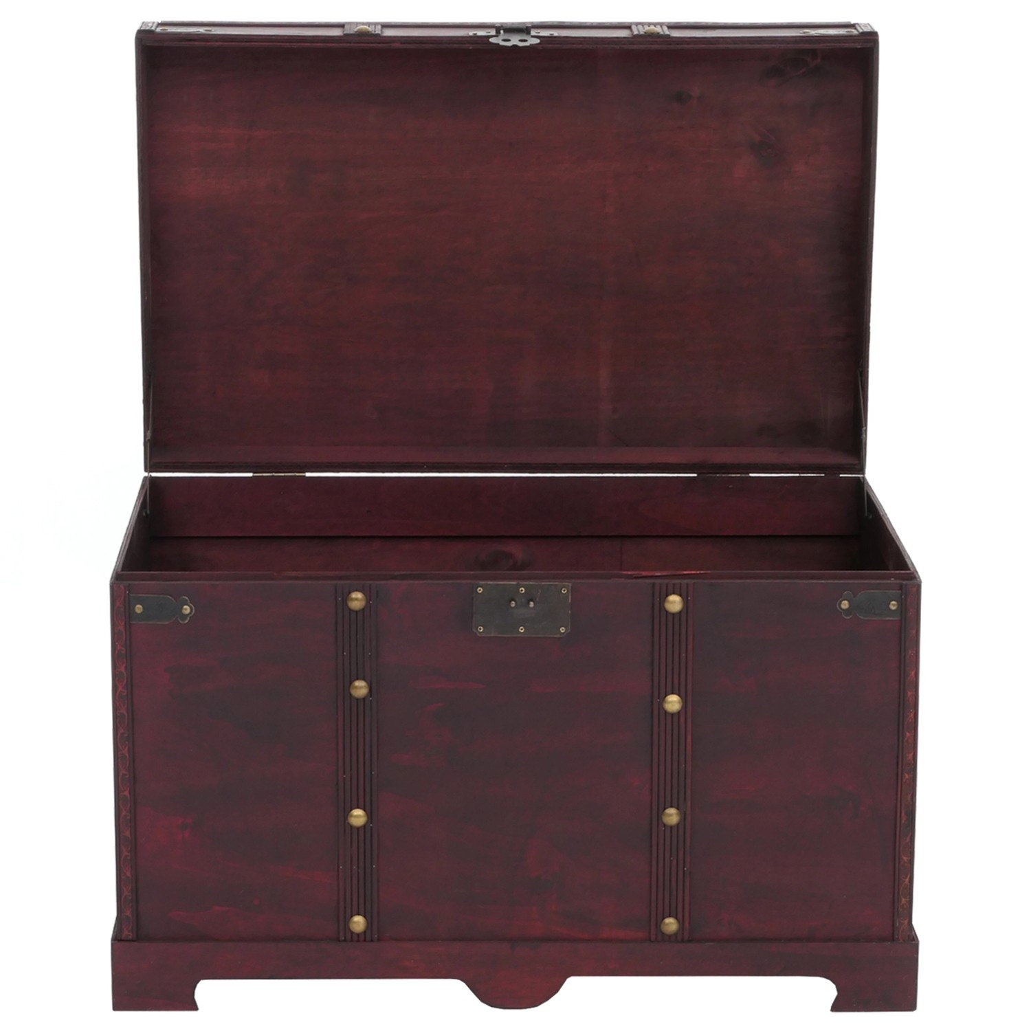 Offene, eckige MCW Holztruhe Antibes in Antikoptik, 49x77x47 cm, ideal zur Aufbewahrung.