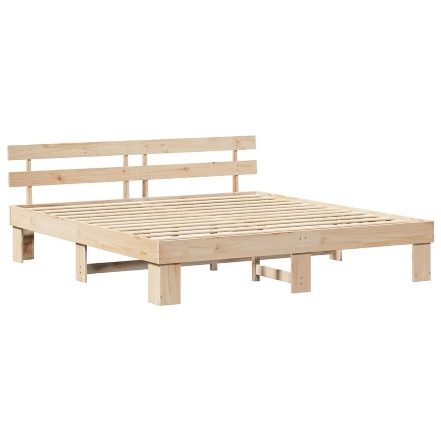 vidaXL Bettrahmen mit Kopfteil Natur 180 x 200 cm Massives Kiefernholz 872431