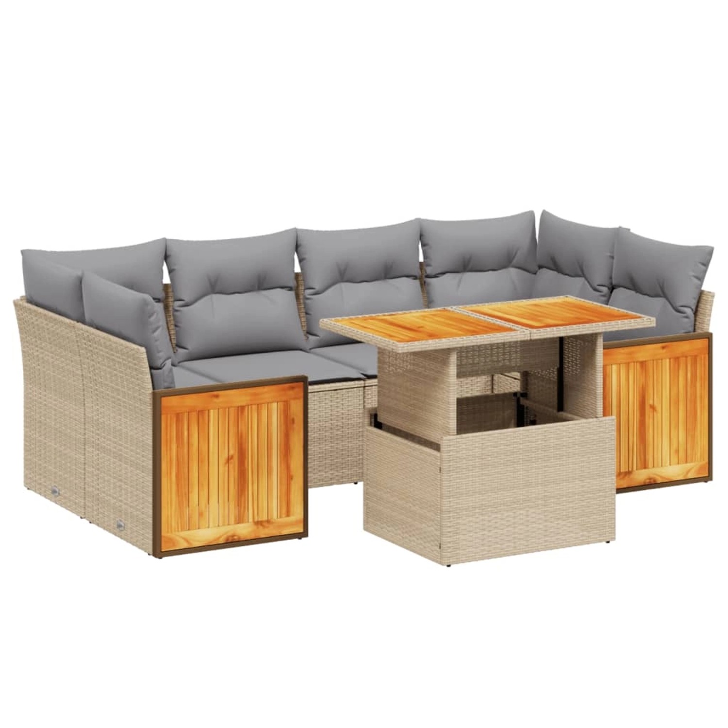 vidaXL 7-tlg Garten-Sofagarnitur mit Kissen Beige Poly Rattan Modell 318 günstig online kaufen