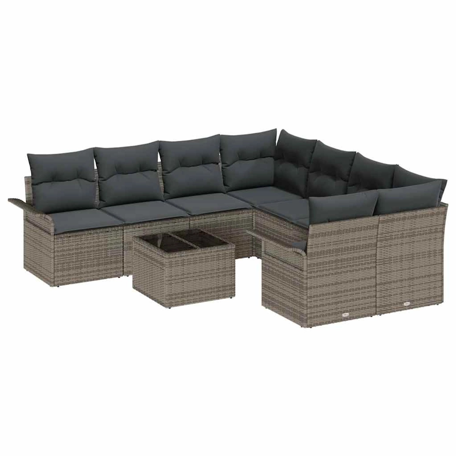 vidaXL Garten-Sofa-Set 9-Tlg Grau Poly Rattan 3345299 günstig online kaufen