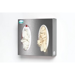 PROREGAL Robuster Wandspender Für Handschuhe 2 Fach HxBxT 25 x 25,5 x 8 cm Edelstahl Silber