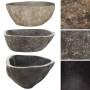 DELUKE Naturstein Waschbecken Oval Flussstein Aufsatzwaschbecken Waschschale Waschtisch Handwaschbecken Oval 37-46cm_4