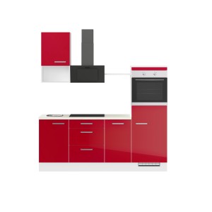 Impuls Küchenzeile IBZ4215R4, 215 cm, Rot Hochglanz, ohne E-Geräte.