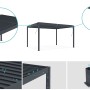 Freistehende, graue Cazeboo Piana Bioklimatische Pergola 4x3m aus Aluminium mit Stahl-Lamellen.