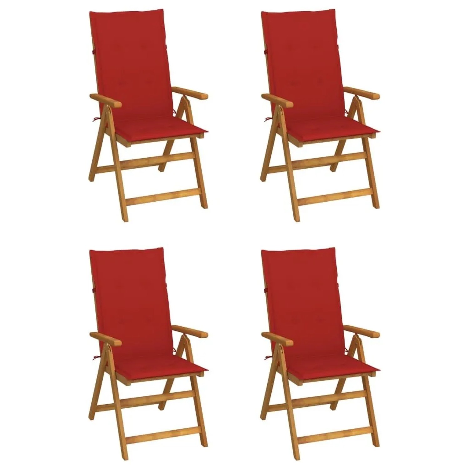 vidaXL Hochlehner Verstellbar 4 Stk mit Auflagen Massivholz Akazie 3065353