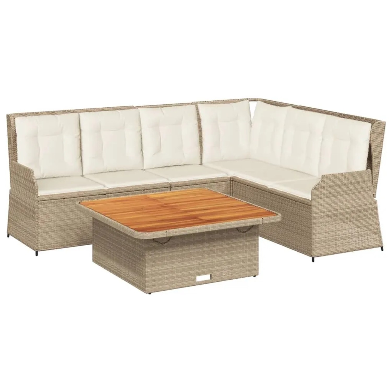 vidaXL 5-Tlg Garten-Lounge-Set mit Kissen Beige Poly Rattan 3262618