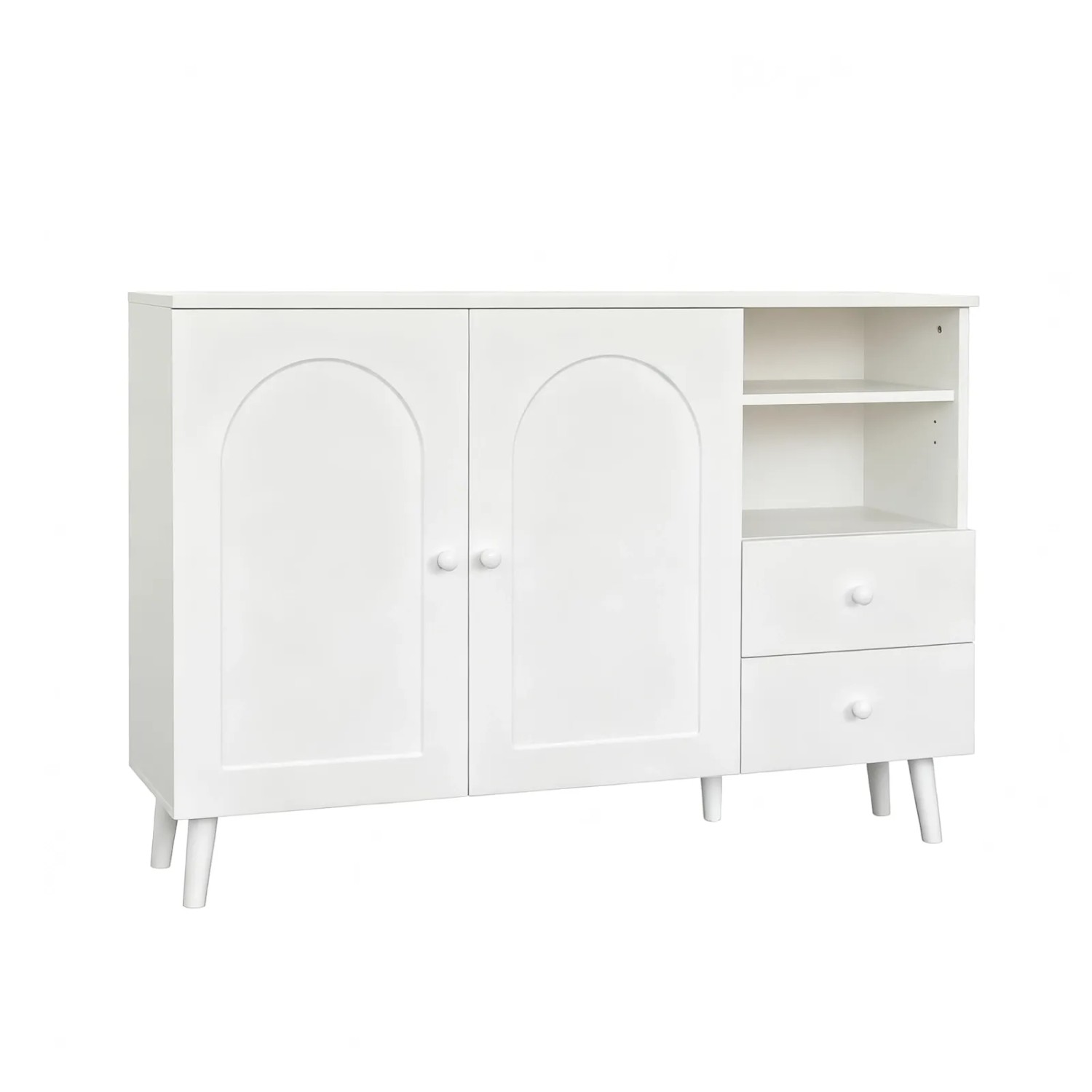 PXloue Sideboard Weiß mit Türen und Schubladen für Wohnzimmer
