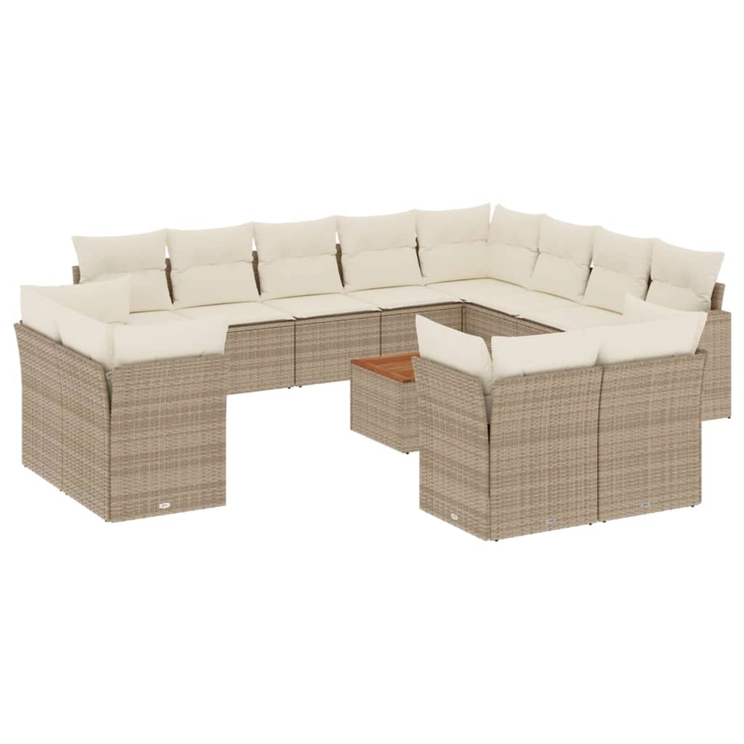 vidaXL 13-Tlg Garten-Sofagarnitur mit Kissen Beige Poly Rattan 3223951 günstig online kaufen