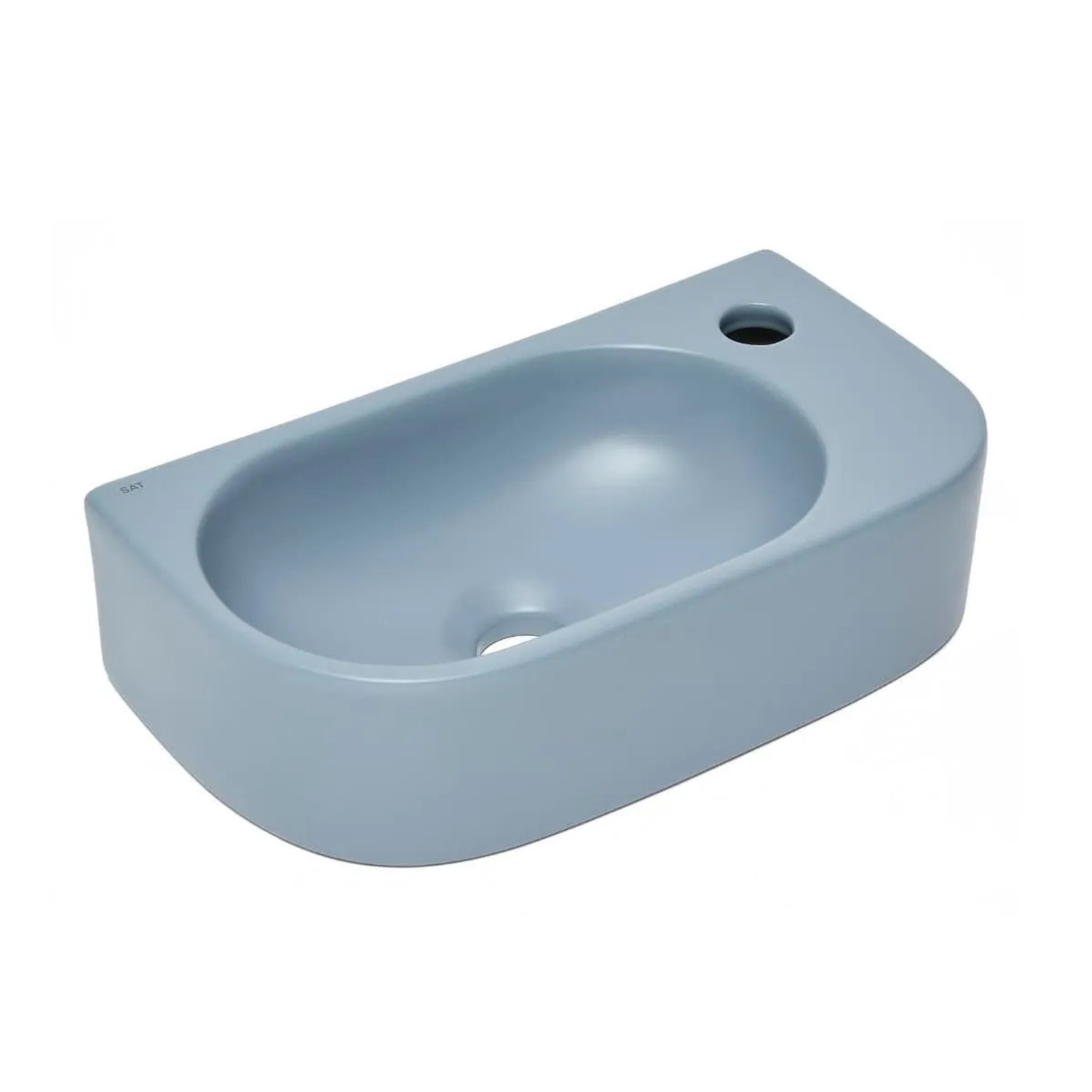 Swiss Aqua Technologies Handwaschbecken Infinitio 40x21,5 CM Miniwaschbecken Ohne Überlauf Wandmontage Blau Matt