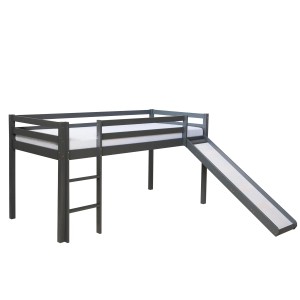 Homestyle4u Kinderbett 90x200 mit Rutsche in Grau 1862
