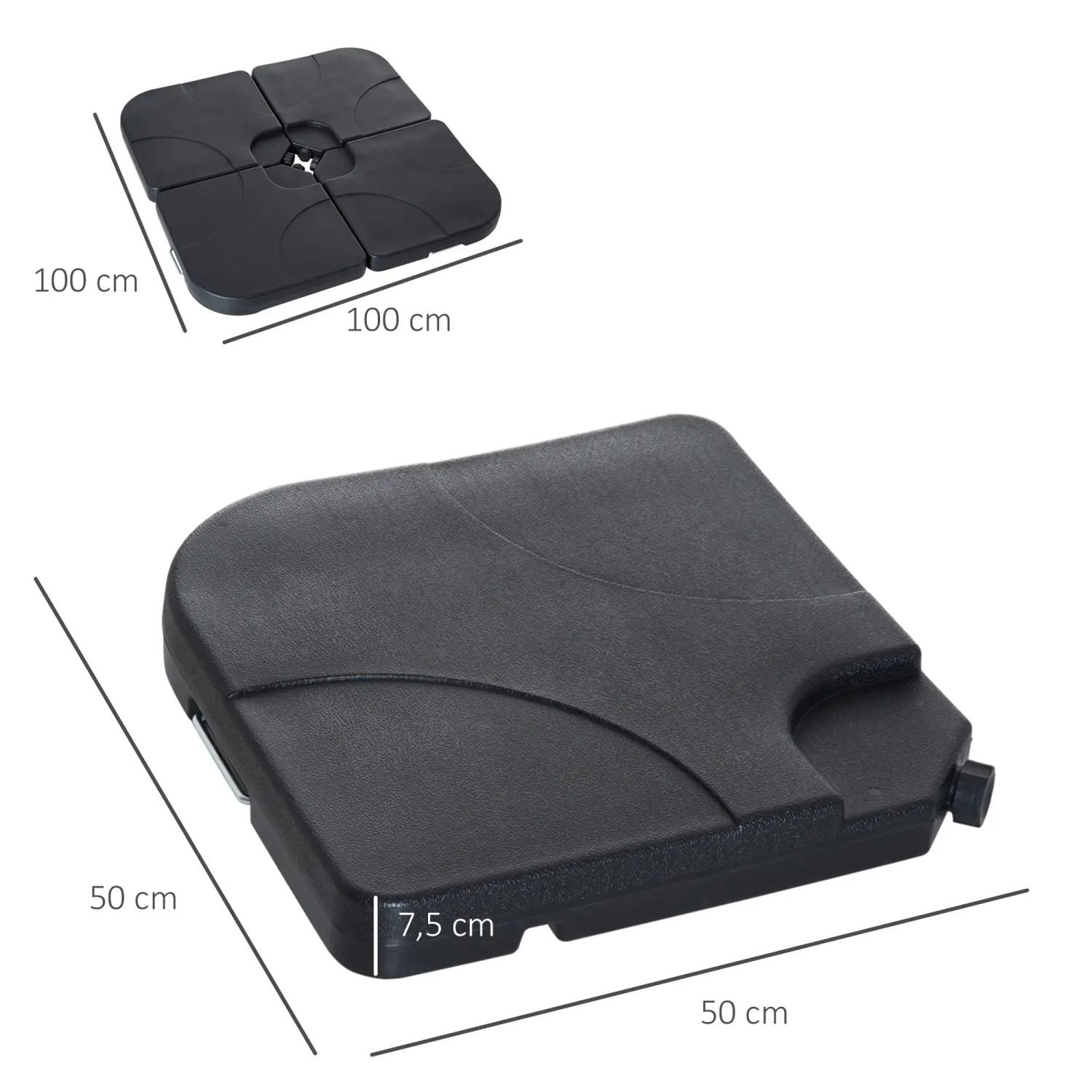 Outsunny Schirmständer Gewichte, 4er Set, schwarz, für sicheren Stand von Sonnenschirmen mit Kreuzfuß.