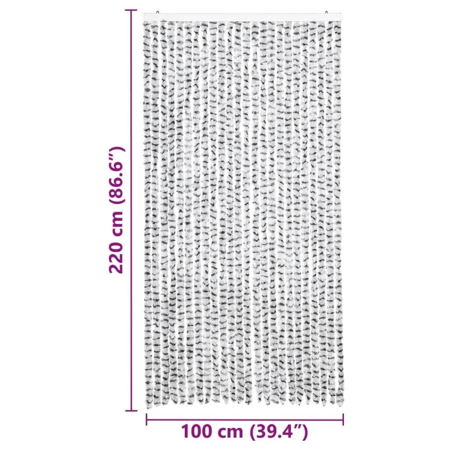 vidaXL Insektenschutz-Vorhang aus hell- und dunkelgrauem Chenille, 100x220 cm, für Türen und Fenster.