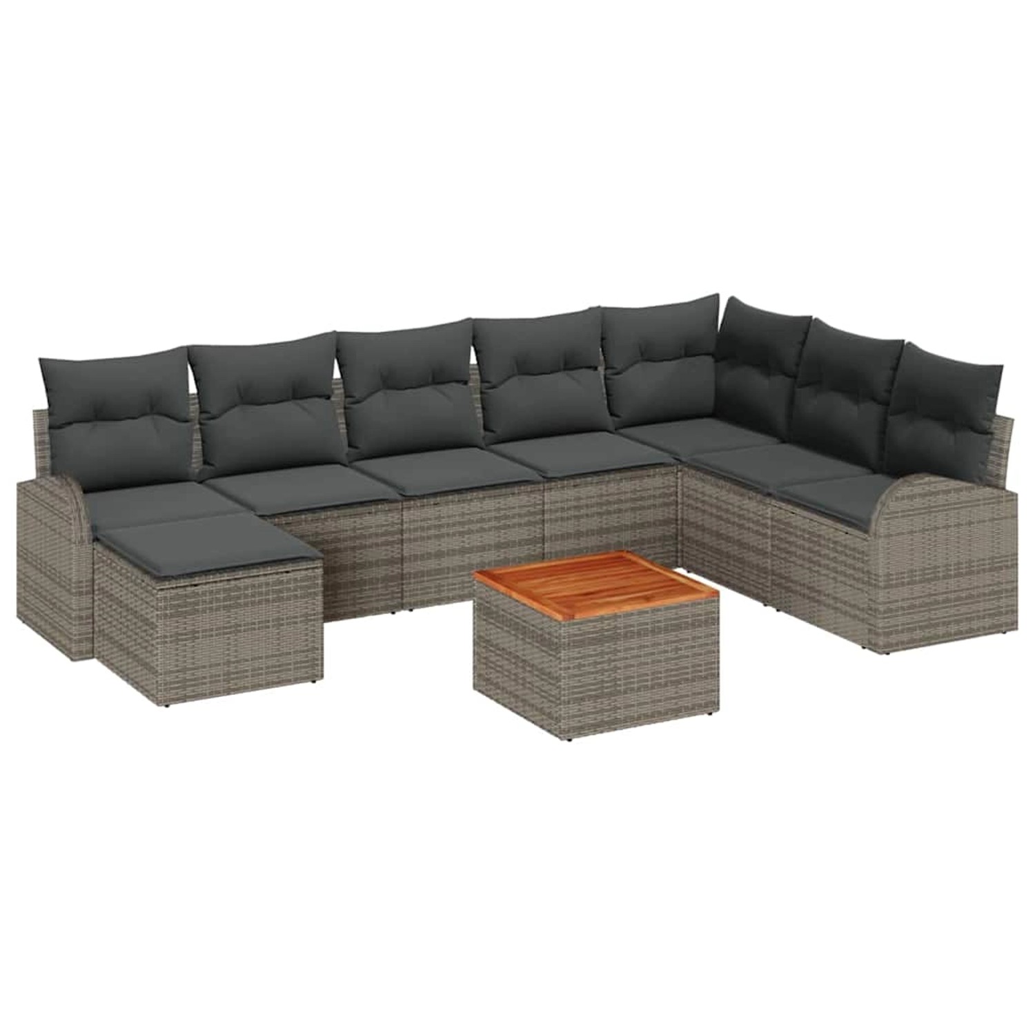 vidaXL Garten-Sofa-Set mit Kissen 9-Tlg Grau Poly Rattan 3347615 günstig online kaufen