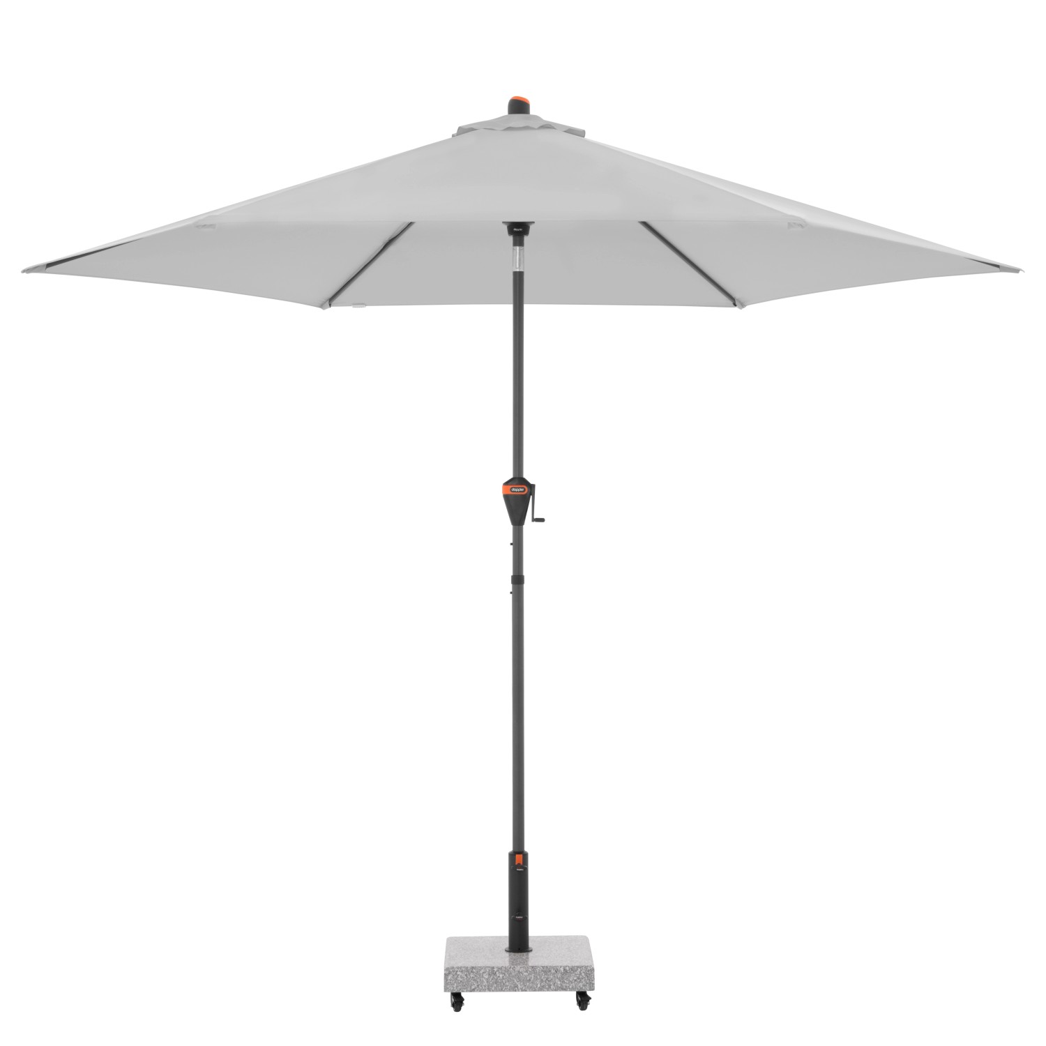 Doppler Mittelmastschirm myZone Auto Tilt ca. 305 cm Hellgrau 6-teilig günstig online kaufen