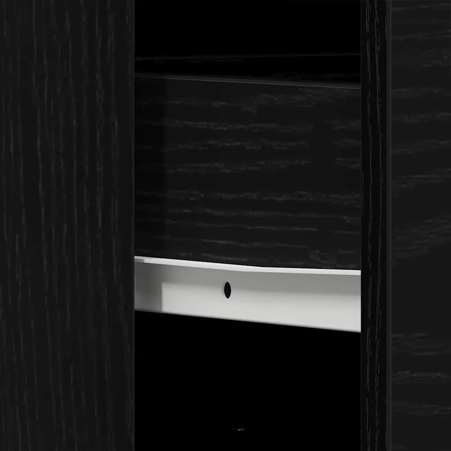 Detailaufnahme: vidaXL Waschbeckenschrank in Schwarz Eichen-Optik mit Schublade.