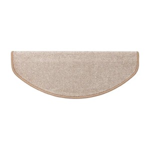 Beige, halbrunde KARAT Velours-Stufenmatte Sundae, 23,5x65 cm, selbstklebend für Treppen.