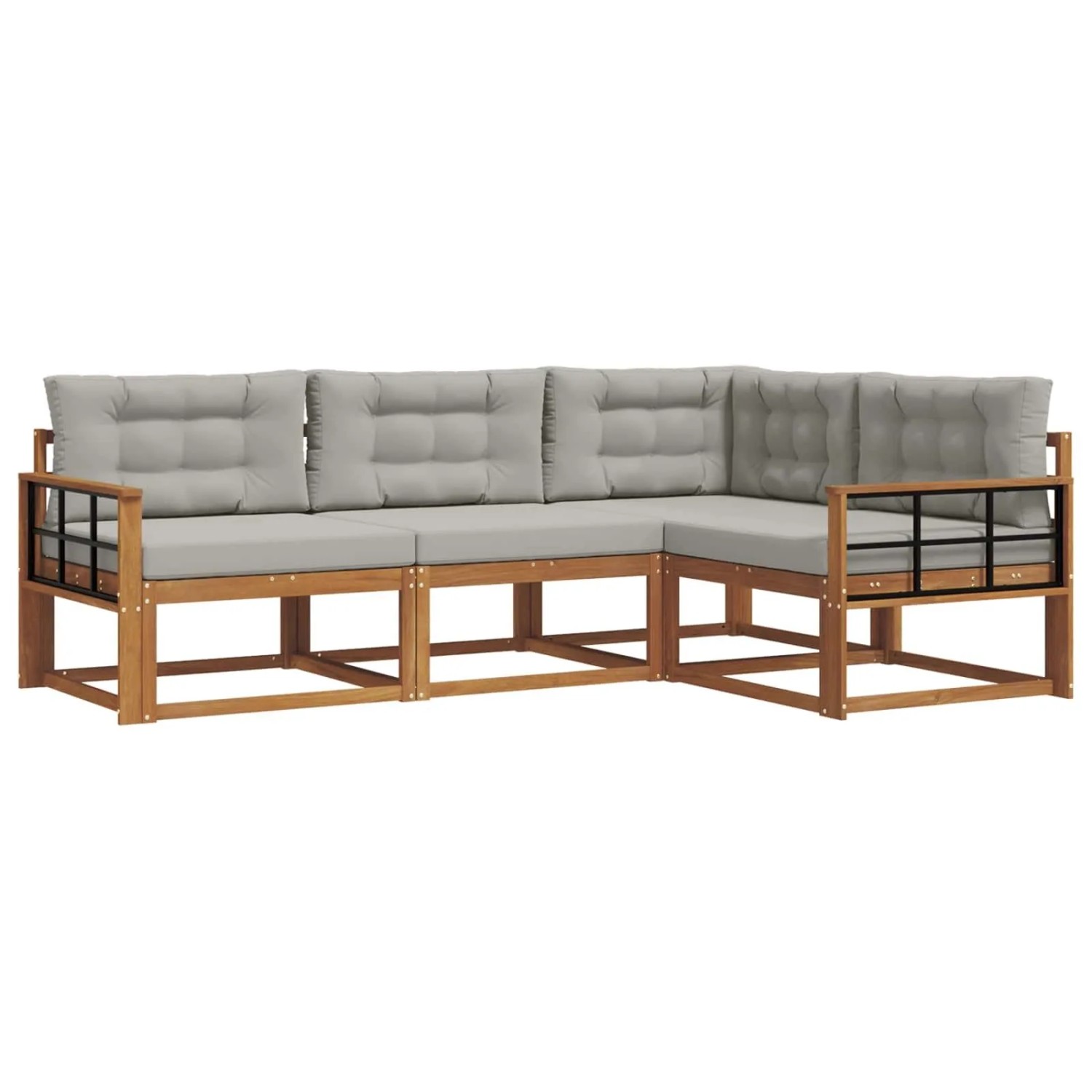 vidaXL Outdoor-Sofagarnitur mit Kissen 4-Tlg Natur und Hellgrau 3367519