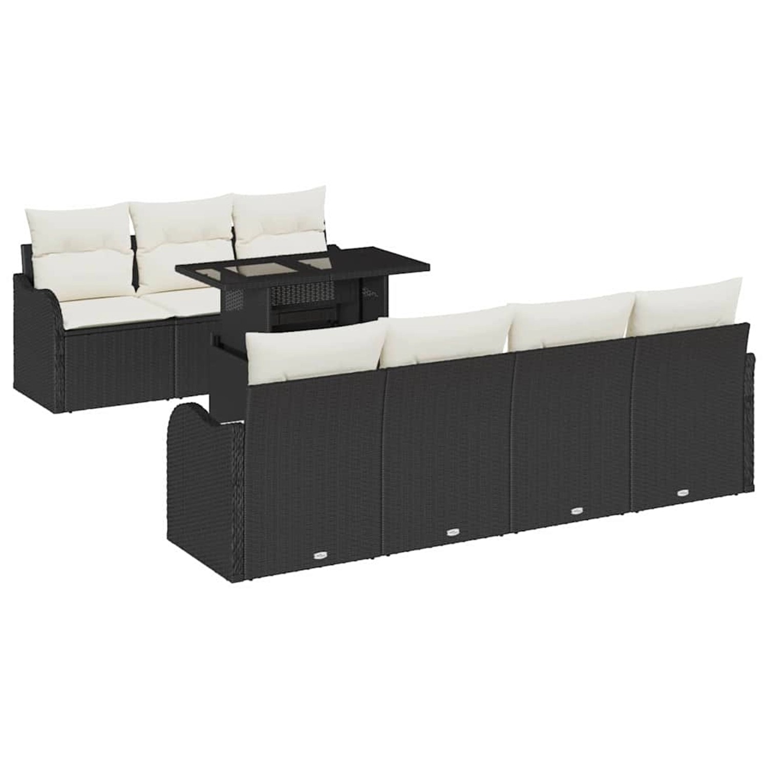 vidaXL Garten-Sofa-Set mit Kissen 8-Tlg Schwarz Poly Rattan 3348403 günstig online kaufen