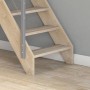 Dolle Raumspartreppe Brest aus Eiche, unbehandelt, mit geradem Verlauf und grauem Geländer.