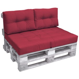 Beautissu ECO Elements Palettenkissen Rücken, 2-teilig, rot, 60x40x20cm, für Palettenmöbel.