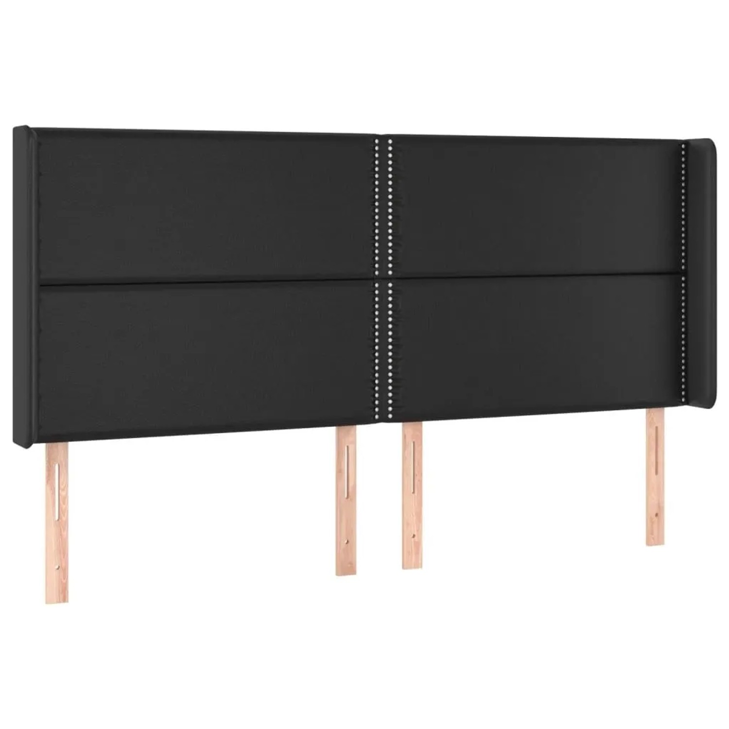 vidaXL Kopfteil mit Ohren Schwarz 183x16x118/128 cm Kunstleder 3119542