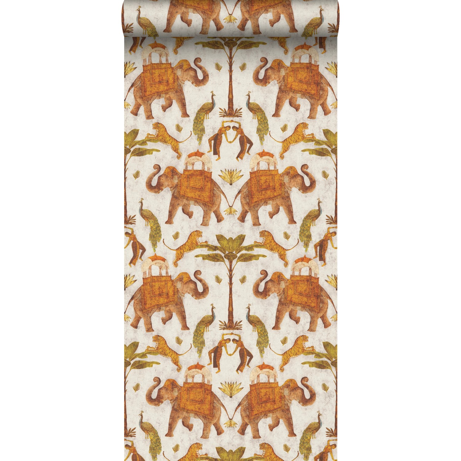 Sanders & Sanders Tapete Elefanten Terrakotta und Beige 53 cm x 10 m günstig online kaufen