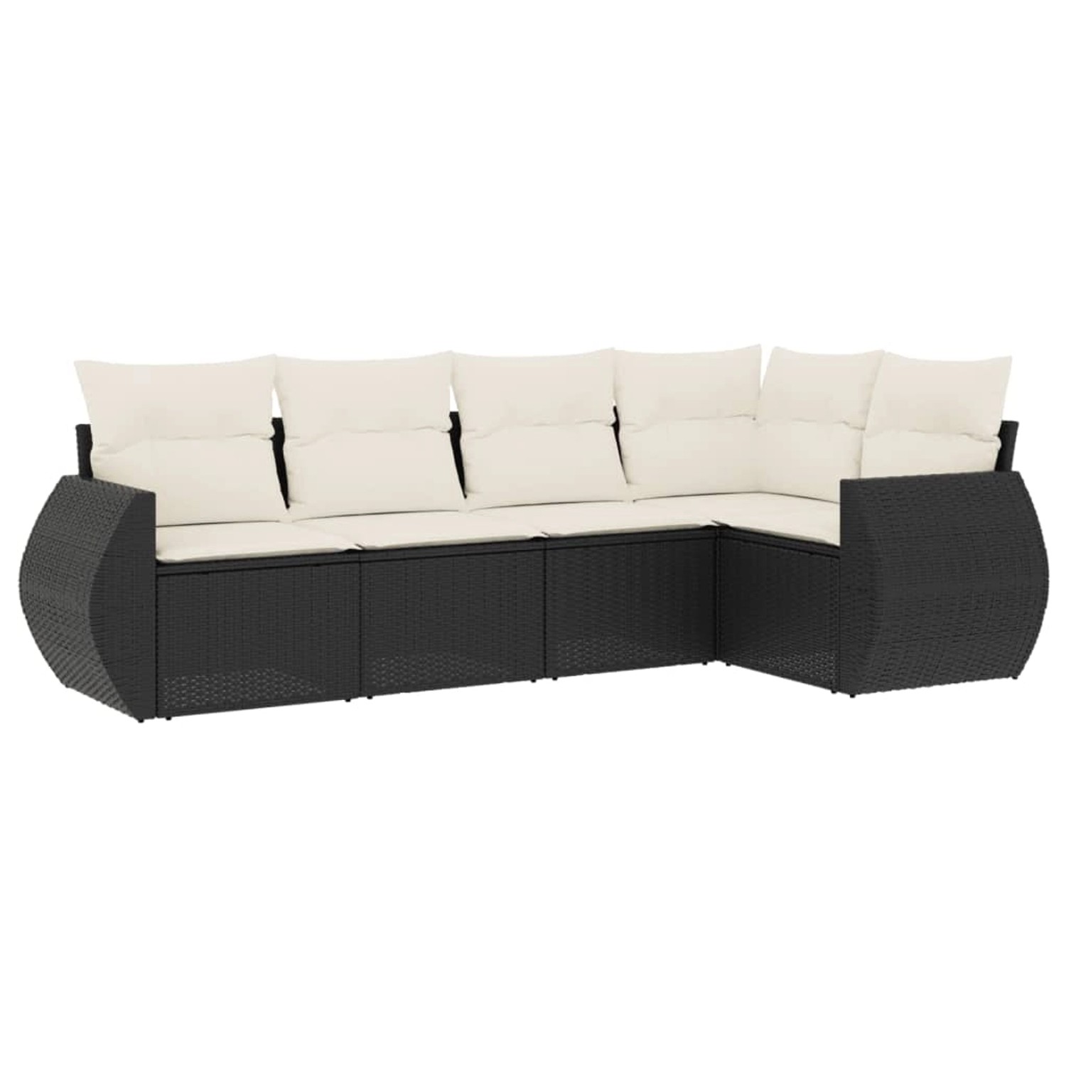 vidaXL 5-Tlg Garten-Sofagarnitur mit Kissen Schwarz Poly Rattan 3221325 günstig online kaufen