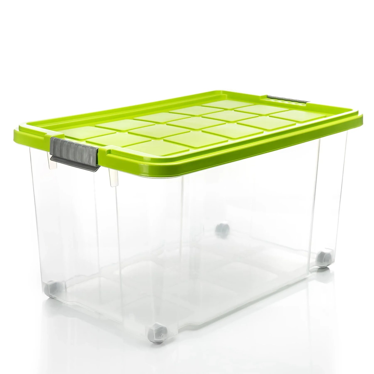 BigDean 3 Stück 60 L Aufbewahrungsbox mit Deckel Groß Limegrün Rtapelbare Robuste Box