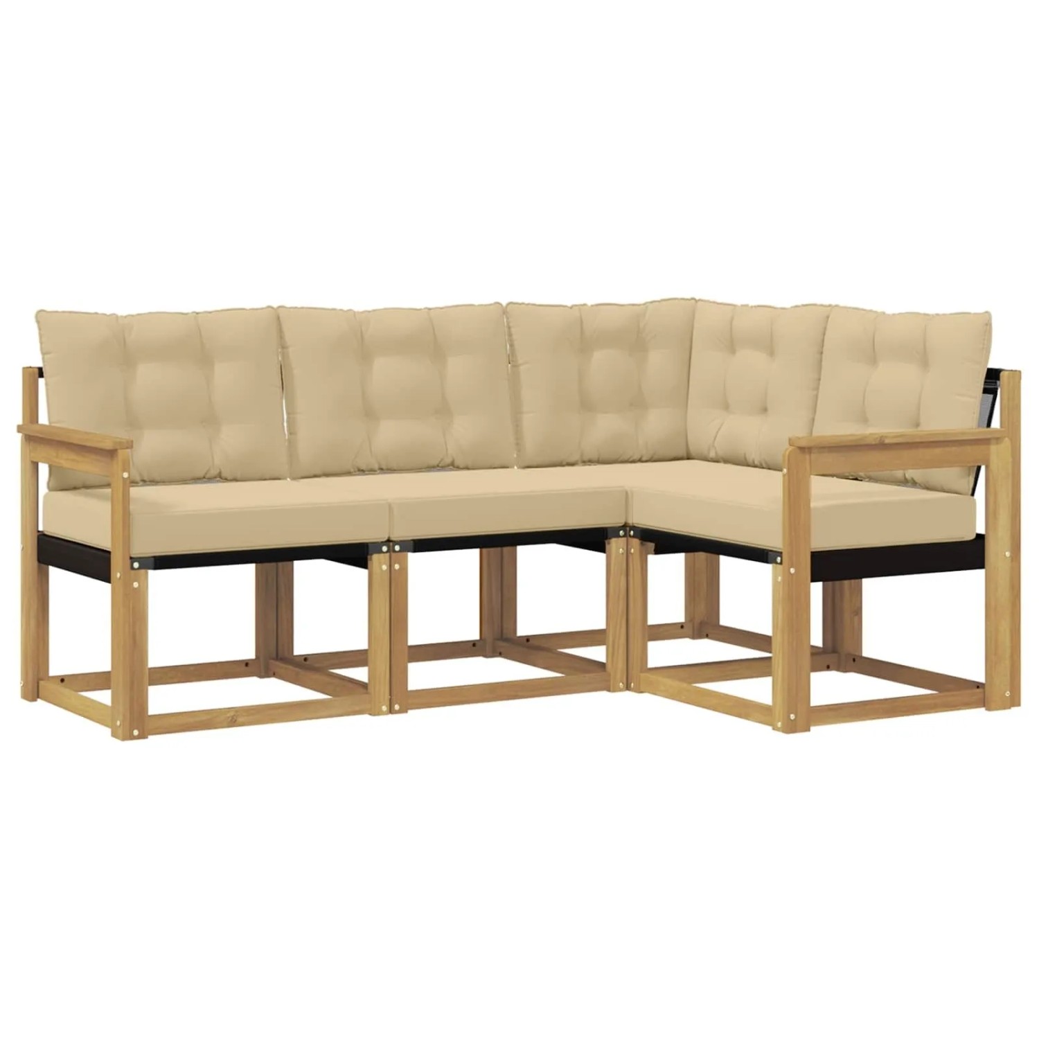 vidaXL Outdoor-Sofagarnitur mit Kissen 4-Tlg Weiß und Beige 3389423