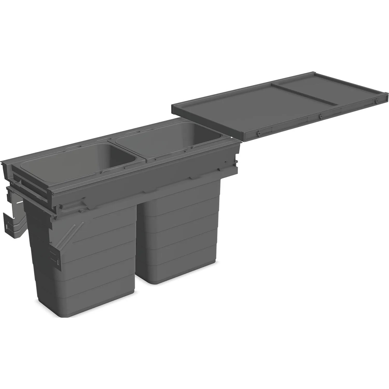 Ninka Mülltrennsystem Set Eins2fünf Einbaumülleimer 2 Fächer für Korpusbreite 300mm Nl 500 Kunststoff Dunkelgrau