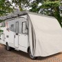 Wohnmobil-Schutzhülle (830x235x270 cm) in Beige schützt vor Witterung und Schmutz.