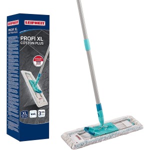 Leifheit Bodenwischer Profi XL für Fliesen und Steinböden, mit Baumwollbezug und Stahlstiel.