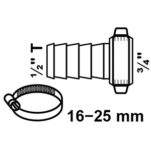 Kirchhoff Schlauchverschraubung 3/4M x 1/2T mit Klemme, Chrom, für Schlauchverbinder.