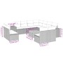 Beige 12-tlg. Garten-Sofagarnitur aus Polyrattan mit Kissen. Gartenmöbel-Set für Terrasse und Garten.
