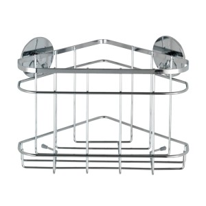 Wenko Eckregal Turbo-Loc aus Edelstahl, glänzend, zur Montage ohne Bohren.