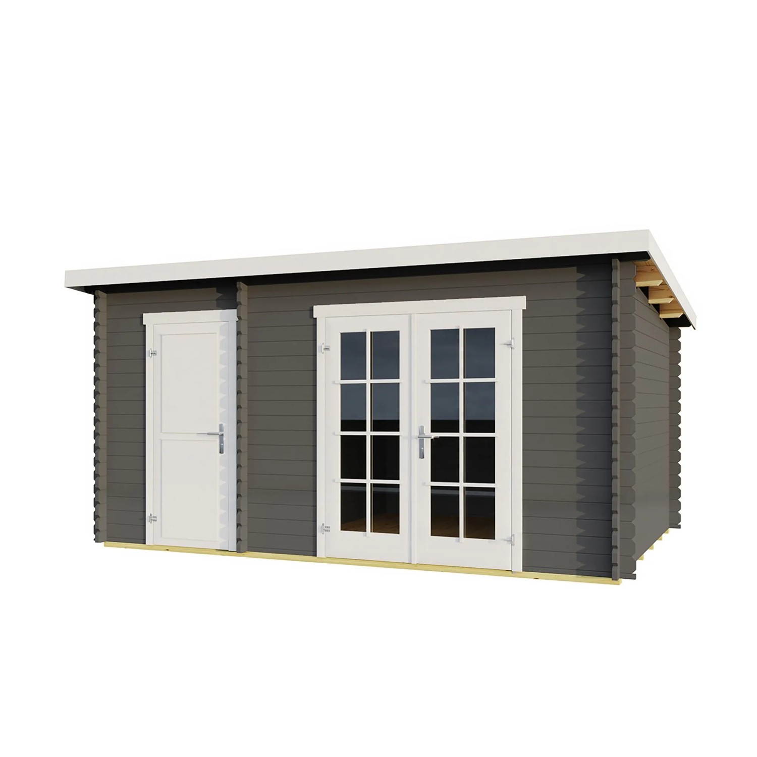 Lasita Gartenhaus Belmont 1, carbongrau, 380x250 cm, mit Doppeltür und Einzeltür.