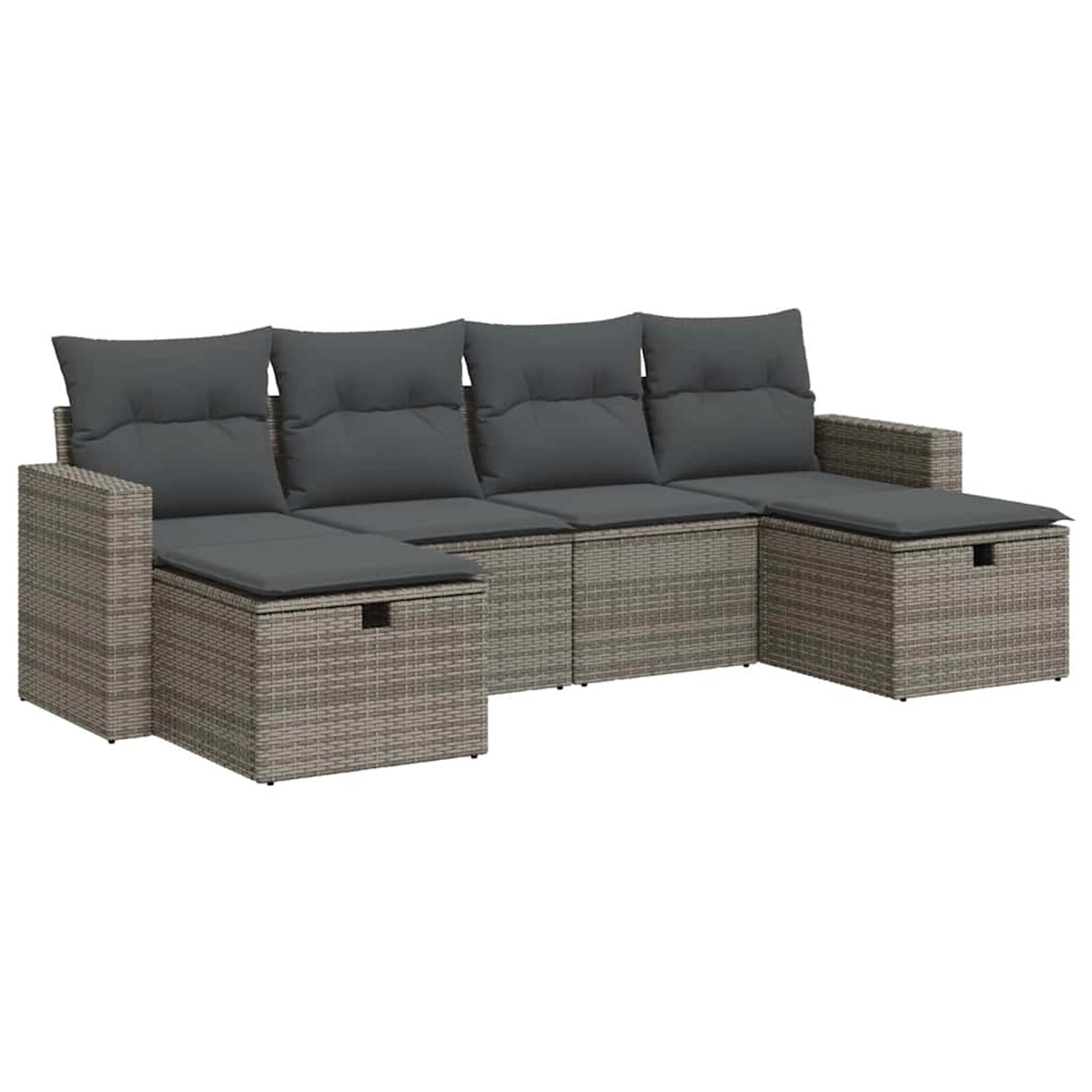 vidaXL 6-Tlg Garten-Sofagarnitur mit Kissen Grau Poly Rattan 3325426 günstig online kaufen