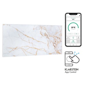 Klarstein Infrarotheizung mit Marmor-Motiv, App-Steuerung. Wandheizung für Smart Home.