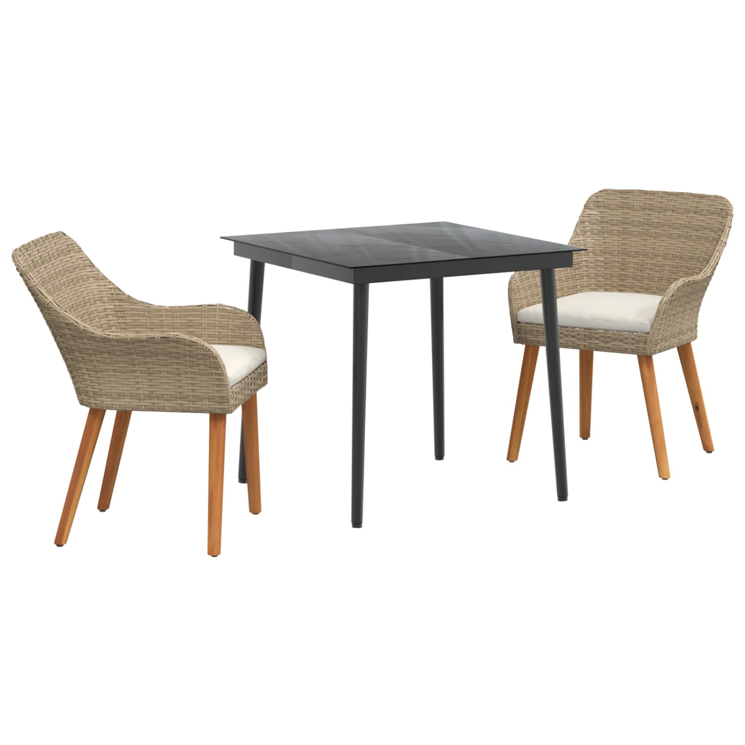 vidaXL 3-Teilige Garten-Essgruppe Beige Poly Rattan 3261691 günstig online kaufen