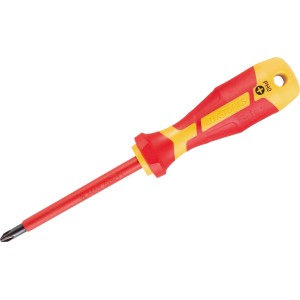 LUX VDE Schraubendreher Professional PH2, rot/gelb, für Kreuzschrauben, mit 2-Komponenten-Griff.