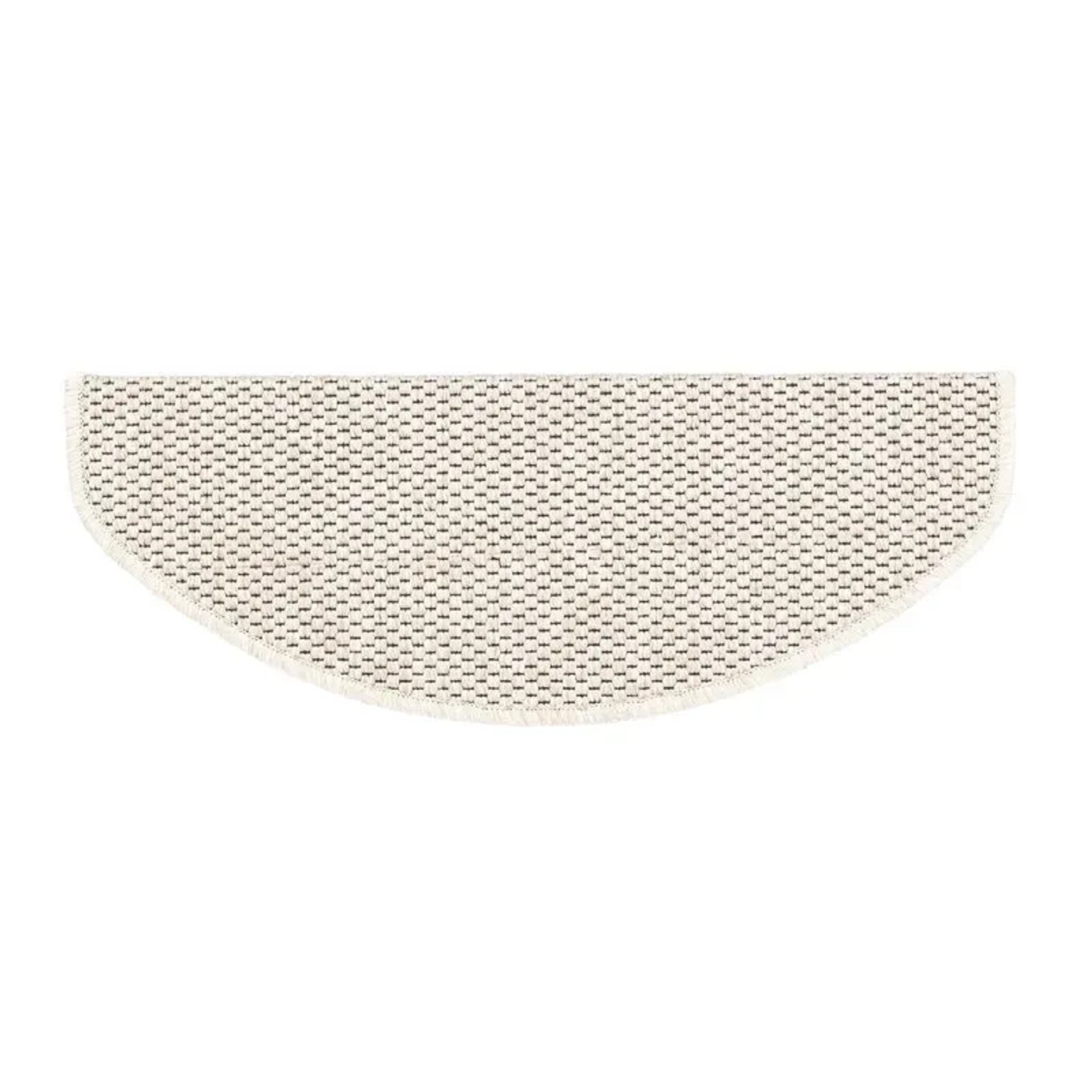 Halbrunde KARAT Stufenmatte Kalkutta in Creme mit Sisaloptik, 23,5x65 cm.